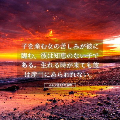 Picture 05 - ホセア書 13:13 JPN - 子を産む女の苦しみが彼に臨む。彼 - Bible Verse Picture