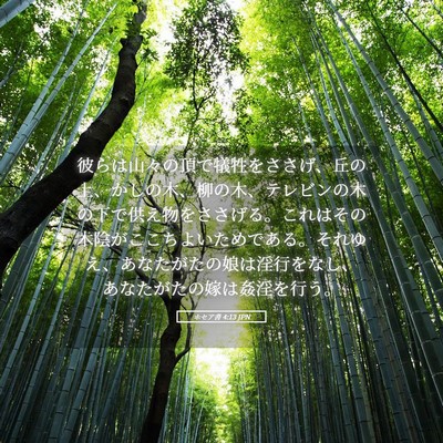 Picture 05 - ホセア書 4:13 JPN - 彼らは山々の頂で犠牲をささげ、丘 - Bible Verse Picture