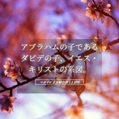 Picture 05 - マタイによる福音書 1:1 JPN - アブラハムの子であるダビデの子、 - Bible Verse Picture