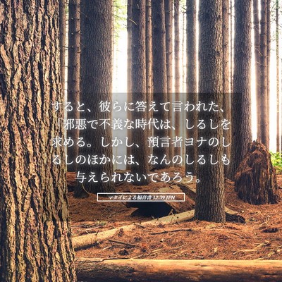 Picture 05 - マタイによる福音書 12:39 JPN - すると、彼らに答えて言われた、「 - Bible Verse Picture