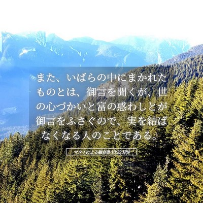 Picture 05 - マタイによる福音書 13:22 JPN - また、いばらの中にまかれたものと - Bible Verse Picture