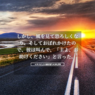 Picture 05 - マタイによる福音書 14:30 JPN - しかし、風を見て恐ろしくなり、そ - Bible Verse Picture