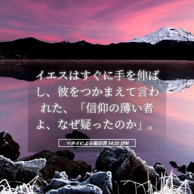Picture 05 - マタイによる福音書 14:31 JPN - イエスはすぐに手を伸ばし、彼をつ - Bible Verse Picture