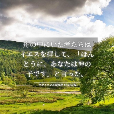 Picture 05 - マタイによる福音書 14:33 JPN - 舟の中にいた者たちはイエスを拝し - Bible Verse Picture