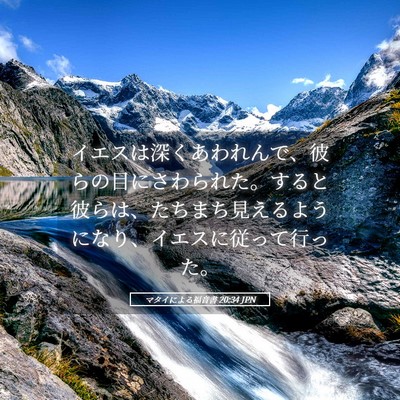 Picture 05 - マタイによる福音書 20:34 JPN - イエスは深くあわれんで、彼らの目 - Bible Verse Picture