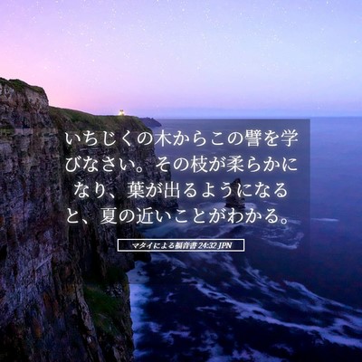 Picture 05 - マタイによる福音書 24:32 JPN - いちじくの木からこの譬を学びなさ - Bible Verse Picture
