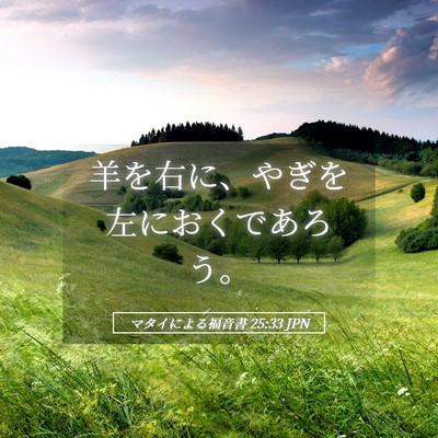 Picture 05 - マタイによる福音書 25:33 JPN - 羊を右に、やぎを左におくであろう - Bible Verse Picture