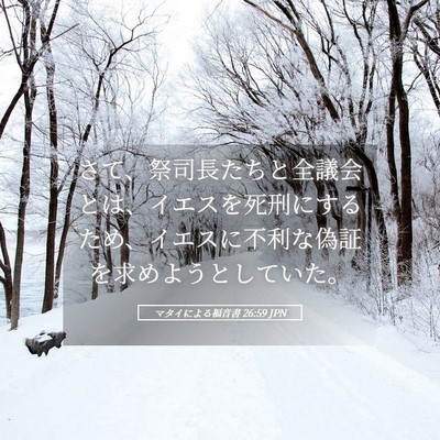 Picture 05 - マタイによる福音書 26:59 JPN - さて、祭司長たちと全議会とは、イ - Bible Verse Picture