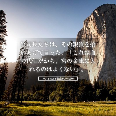 Picture 05 - マタイによる福音書 27:6 JPN - 祭司長たちは、その銀貨を拾いあげ - Bible Verse Picture