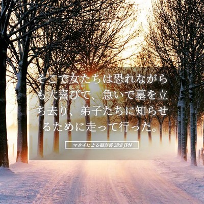Picture 05 - マタイによる福音書 28:8 JPN - そこで女たちは恐れながらも大喜び - Bible Verse Picture