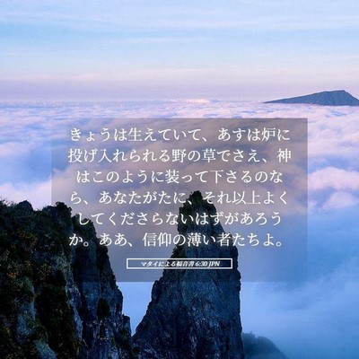 Picture 05 - マタイによる福音書 6:30 JPN - きょうは生えていて、あすは炉に投 - Bible Verse Picture