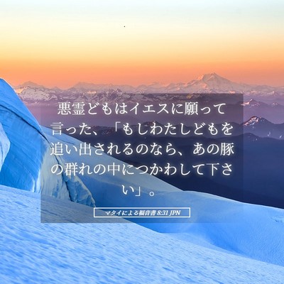 Picture 05 - マタイによる福音書 8:31 JPN - 悪霊どもはイエスに願って言った、 - Bible Verse Picture