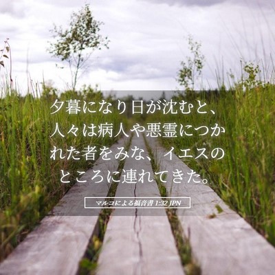 Picture 05 - マルコによる福音書 1:32 JPN - 夕暮になり日が沈むと、人々は病人 - Bible Verse Picture