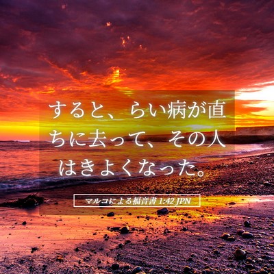 Picture 05 - マルコによる福音書 1:42 JPN - すると、らい病が直ちに去って、そ - Bible Verse Picture