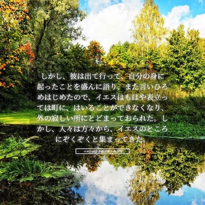Picture 05 - マルコによる福音書 1:45 JPN - しかし、彼は出て行って、自分の身 - Bible Verse Picture