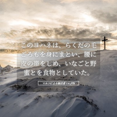 Picture 05 - マルコによる福音書 1:6 JPN - このヨハネは、らくだの毛ごろもを - Bible Verse Picture