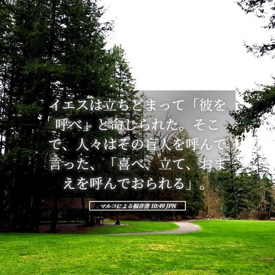 Picture 05 - マルコによる福音書 10:49 JPN - イエスは立ちどまって「彼を呼べ」 - Bible Verse Picture