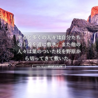 Picture 05 - マルコによる福音書 11:8 JPN - すると多くの人々は自分たちの上着 - Bible Verse Picture