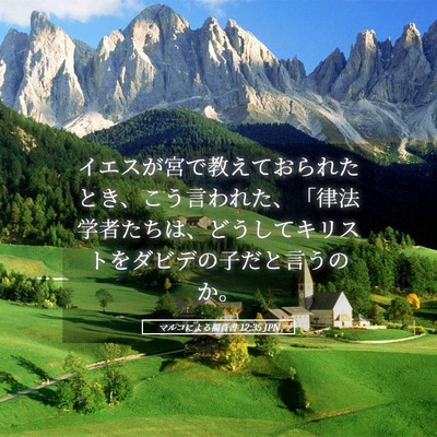 Picture 05 - マルコによる福音書 12:35 JPN - イエスが宮で教えておられたとき、 - Bible Verse Picture
