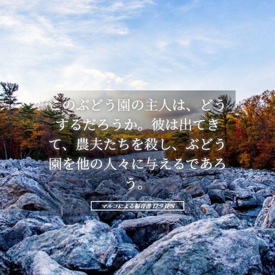 Picture 05 - マルコによる福音書 12:9 JPN - このぶどう園の主人は、どうするだ - Bible Verse Picture