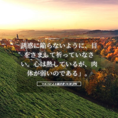 Picture 05 - マルコによる福音書 14:38 JPN - 誘惑に陥らないように、目をさまし - Bible Verse Picture