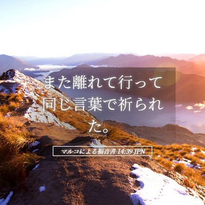 Picture 05 - マルコによる福音書 14:39 JPN - また離れて行って同じ言葉で祈られ - Bible Verse Picture