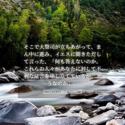 Picture 05 - マルコによる福音書 14:60 JPN - そこで大祭司が立ちあがって、まん - Bible Verse Picture