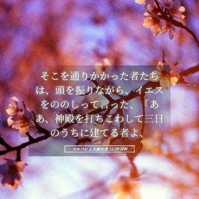 Picture 05 - マルコによる福音書 15:29 JPN - そこを通りかかった者たちは、頭を - Bible Verse Picture