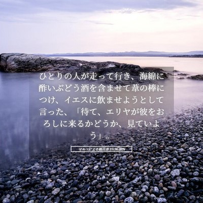 Picture 05 - マルコによる福音書 15:36 JPN - ひとりの人が走って行き、海綿に酢 - Bible Verse Picture