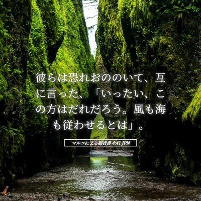 Picture 05 - マルコによる福音書 4:41 JPN - 彼らは恐れおののいて、互に言った - Bible Verse Picture