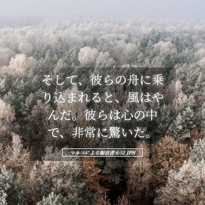 Picture 05 - マルコによる福音書 6:51 JPN - そして、彼らの舟に乗り込まれると - Bible Verse Picture