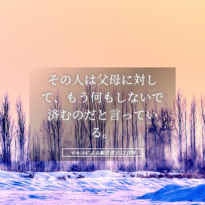 Picture 05 - マルコによる福音書 7:12 JPN - その人は父母に対して、もう何もし - Bible Verse Picture