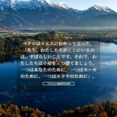 Picture 05 - マルコによる福音書 9:5 JPN - ペテロはイエスにむかって言った、 - Bible Verse Picture