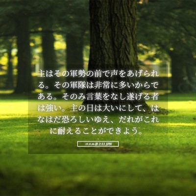 Picture 05 - ヨエル書 2:11 JPN - 主はその軍勢の前で声をあげられる - Bible Verse Picture