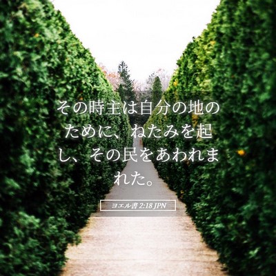Picture 05 - ヨエル書 2:18 JPN - その時主は自分の地のために、ねた - Bible Verse Picture