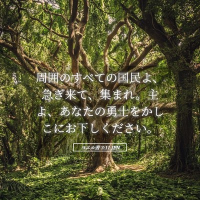 Picture 05 - ヨエル書 3:11 JPN - 周囲のすべての国民よ、急ぎ来て、 - Bible Verse Picture