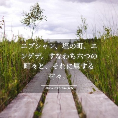 Picture 05 - ヨシュア記 15:62 JPN - ニブシャン、塩の町、エンゲデ。す - Bible Verse Picture