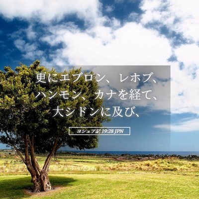 Picture 05 - ヨシュア記 19:28 JPN - 更にエブロン、レホブ、ハンモン、 - Bible Verse Picture