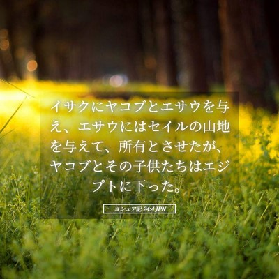 Picture 05 - ヨシュア記 24:4 JPN - イサクにヤコブとエサウを与え、エ - Bible Verse Picture