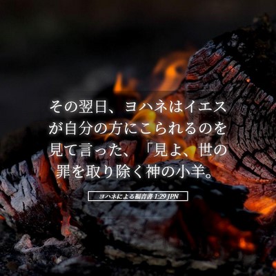 Picture 05 - ヨハネによる福音書 1:29 JPN - その翌日、ヨハネはイエスが自分の - Bible Verse Picture