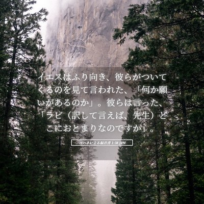 Picture 05 - ヨハネによる福音書 1:38 JPN - イエスはふり向き、彼らがついてく - Bible Verse Picture