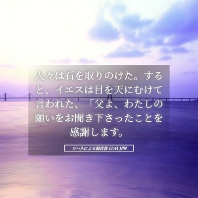 Picture 05 - ヨハネによる福音書 11:41 JPN - 人々は石を取りのけた。すると、イ - Bible Verse Picture