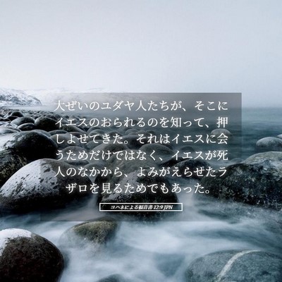Picture 05 - ヨハネによる福音書 12:9 JPN - 大ぜいのユダヤ人たちが、そこにイ - Bible Verse Picture