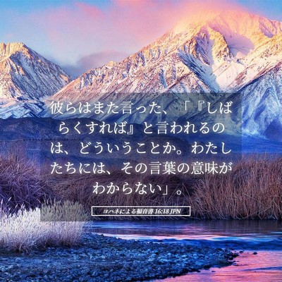 Picture 05 - ヨハネによる福音書 16:18 JPN - 彼らはまた言った、「『しばらくす - Bible Verse Picture