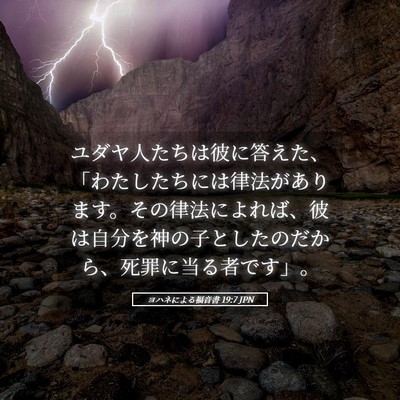 Picture 05 - ヨハネによる福音書 19:7 JPN - ユダヤ人たちは彼に答えた、「わた - Bible Verse Picture