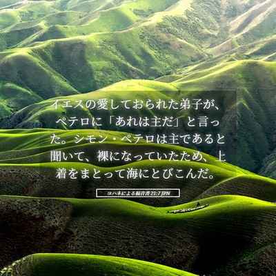 Picture 05 - ヨハネによる福音書 21:7 JPN - イエスの愛しておられた弟子が、ペ - Bible Verse Picture