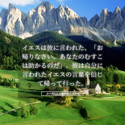 Picture 05 - ヨハネによる福音書 4:50 JPN - イエスは彼に言われた、「お帰りな - Bible Verse Picture