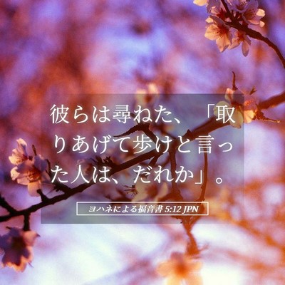 Picture 05 - ヨハネによる福音書 5:12 JPN - 彼らは尋ねた、「取りあげて歩けと - Bible Verse Picture