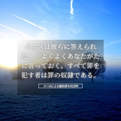 Picture 05 - ヨハネによる福音書 8:34 JPN - イエスは彼らに答えられた、「よく - Bible Verse Picture