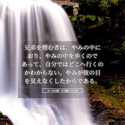 Picture 05 - ヨハネの第一の手紙 2:11 JPN - 兄弟を憎む者は、やみの中におり、 - Bible Verse Picture